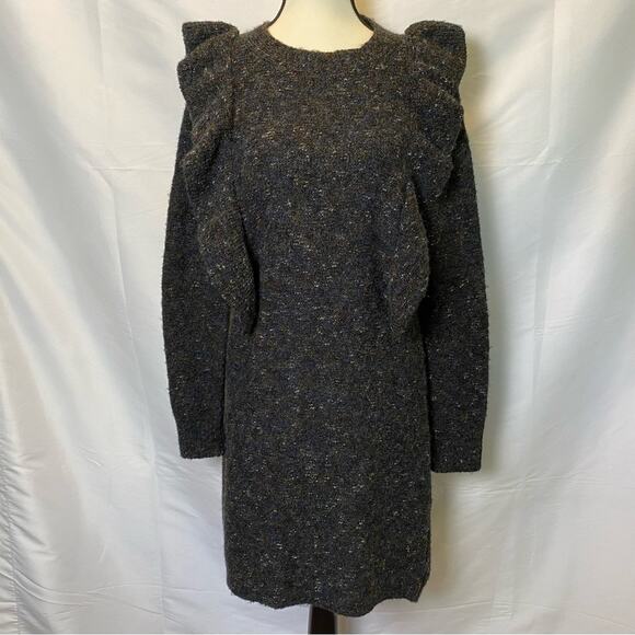 Chelsea & Violet Women's Knit Long Sleeve Ruffle Mini Sweater Dress Small - Picture 5 of 16